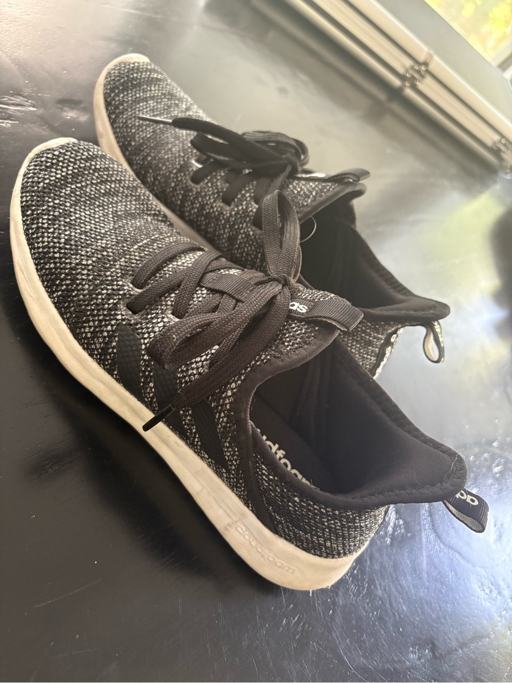 adidas Women's Black & White Knit Lace-Up Athletic Sneakers